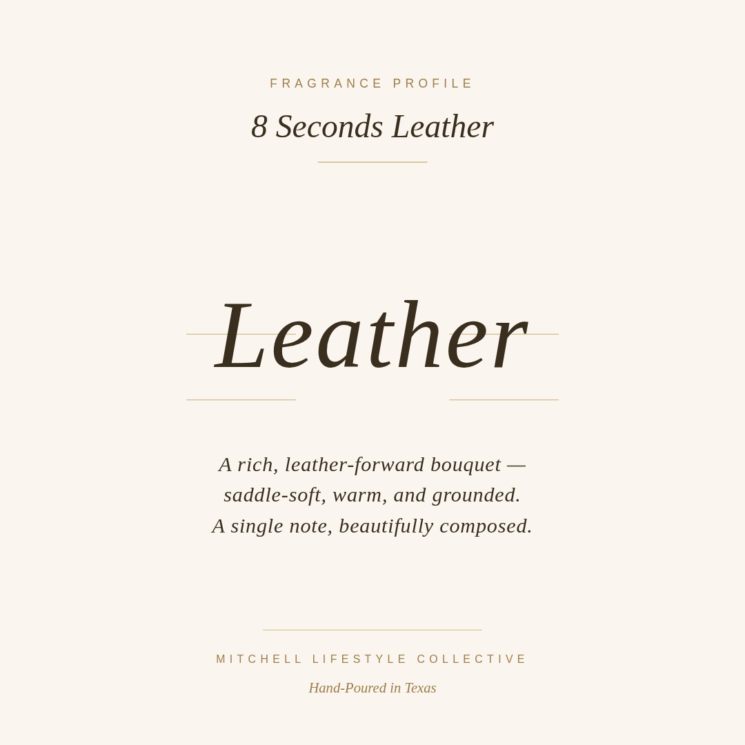 8 Seconds Leather Soy Candle | 8.5 oz | Coach's Candles
