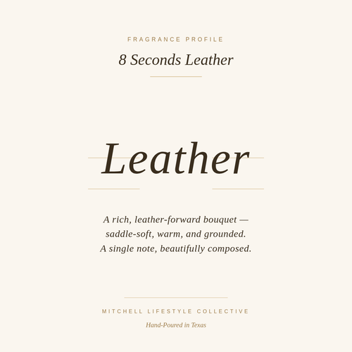 8 Seconds Leather Soy Candle | 8.5 oz | Coach's Candles