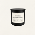 Coastal Linen soy candle - sea salt and fresh linen in a black jar