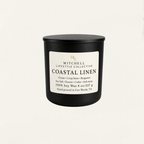 Coastal Linen soy candle - sea salt and fresh linen in a black jar