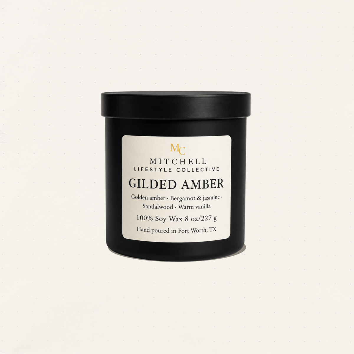 Gilded Amber Soy Candle | Warm Amber & Woods