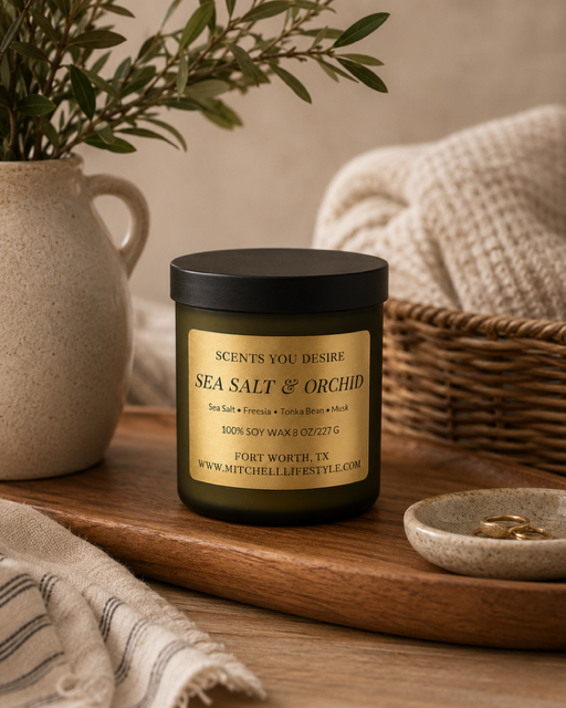 Sea Salt and Orchid Luxury Soy Candle| 8 oz - Scents You Desire