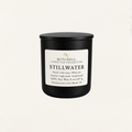 Stillwater soy candle - white tea and neroli in a black jar
