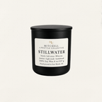 Stillwater soy candle - white tea and neroli in a black jar