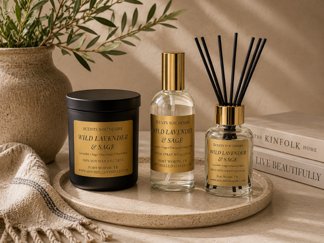 Wild Lavender & Sage Bundle — Candle, Spray & Diffuser | Mitchell Lifestyle