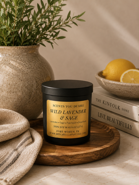 Wild Lavender & Sage Luxury Soy Candle| 8 oz -  Scents You Desire