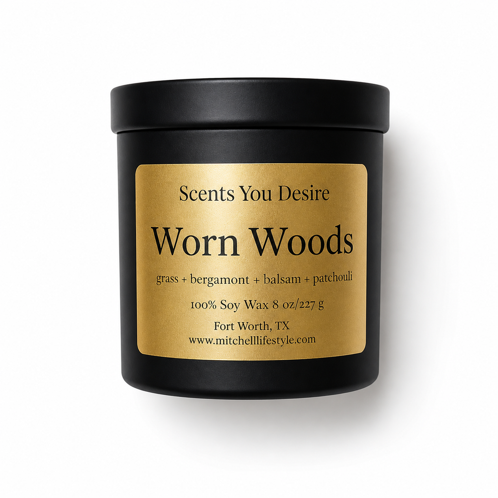 Worn Woods Luxury Soy Candle| 8 oz - Scents You Desire