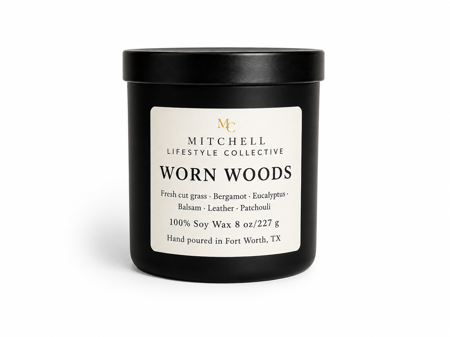 Worn Woods Soy Candle | Leather & Green Woods