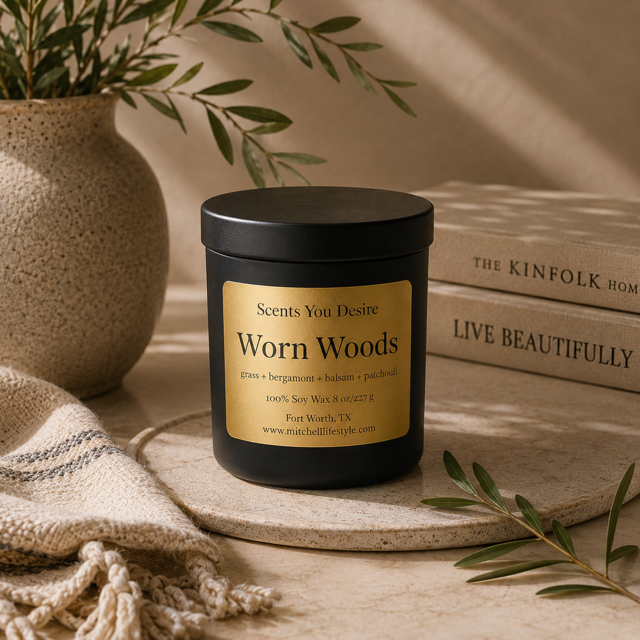 Worn Woods Luxury Soy Candle| 8 oz - Scents You Desire